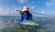 Big bluefin trevally fly fishing Maldives